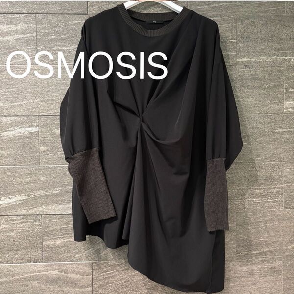 美品 OSMOSIS オズモーシス アシンメトリートップス ドレープ
