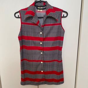 Alpine Rose デザインノースリーブシャツ 赤×黒 フリーサイズ