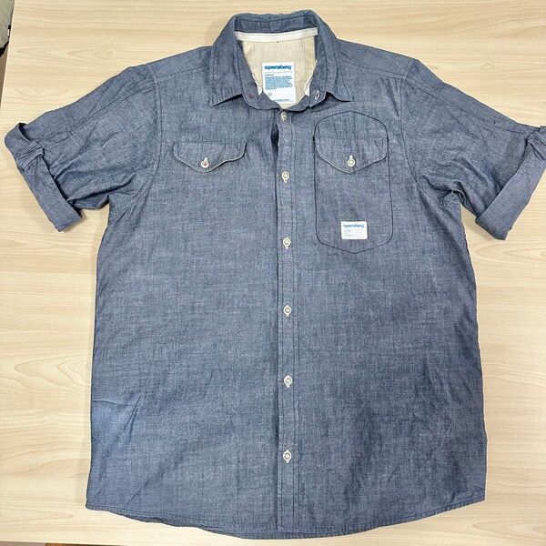 ★supremebeing 半袖シャツ インディゴ ピンシャンブレー イギリス