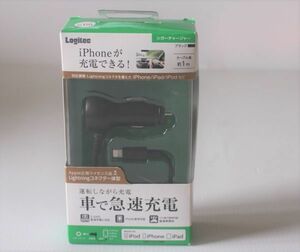 Logitec Logitec car . sudden speed charge iphone. charge is possible! lightning car charger cable LPA-CCI01L12W1 new goods unopened goods 