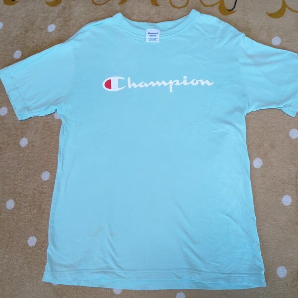 Champion Tシャツ M ミントグリーン C3-P302 シミあり!
