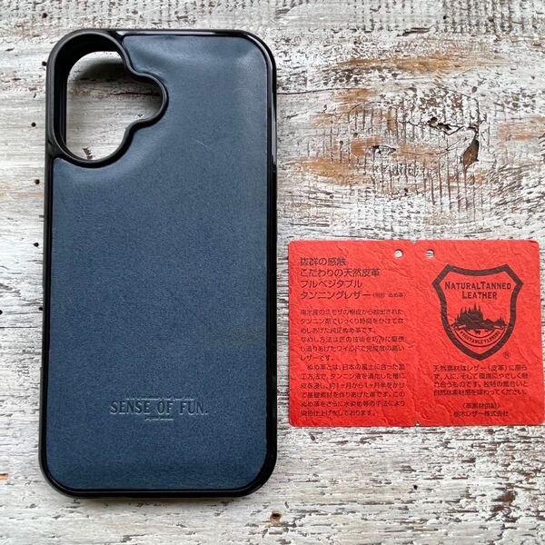 iPhone 16用ポイントレザーケース ネイビー(栃木レザー)証明書付
