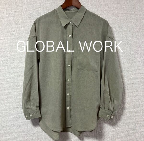GLOBAL WORK グローバルワーク シャツ シアーシャツ カーキ