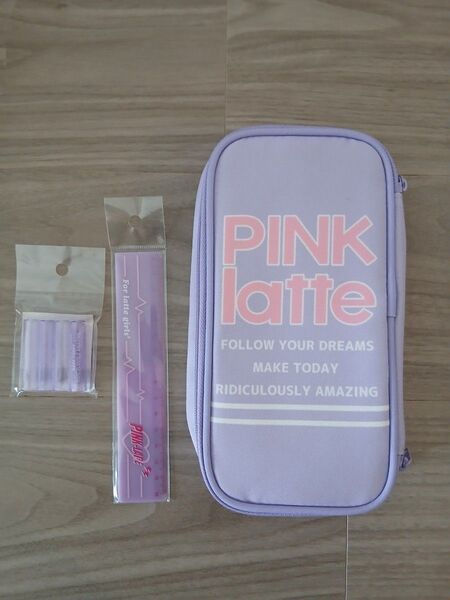新品 ピンクラテ PINK-latte ペンケース 筆箱 定規と鉛筆キャップおまけ ポーチ