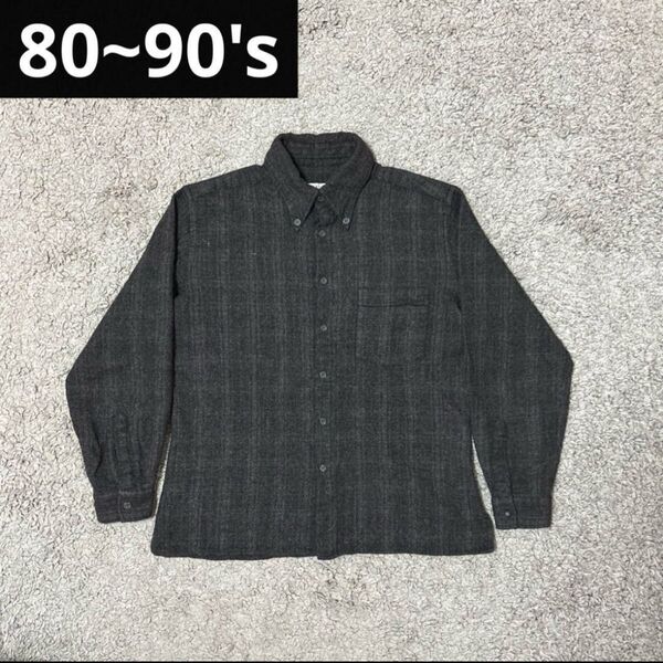 ITALY製 80~90s Giorgio Armani チェック ウールシャツ