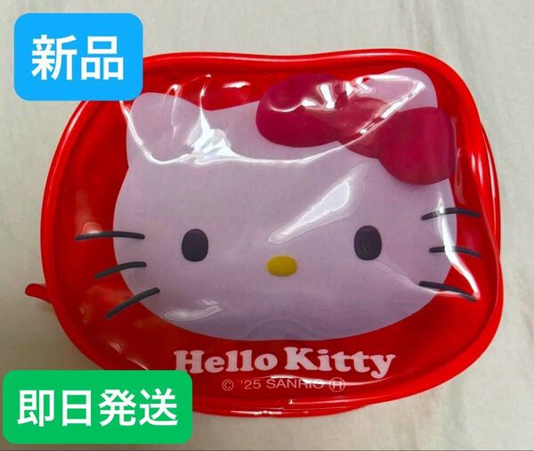 【新品】キティちゃんポーチ メイクポーチ大容量スケルトンポーチ 小物入れ ハローキティ使いやすい赤即日発送 かわいいコスメポーチ