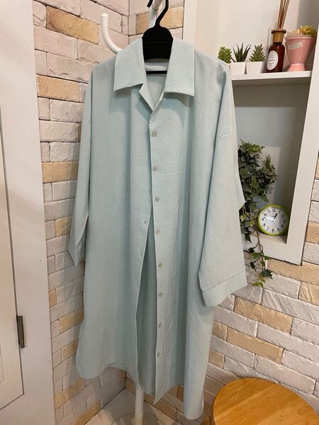 シャツワンピース ロングシャツ ロングカーディガン オーバーサイズ 薄手ロングコート ロングワンピース オーバーサイズシャツ 美品