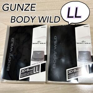 LLサイズ】グンゼGUNZE ボディワイルド ボクサーパンツ 2枚 前とじ 下着 ブラック 3D-Boxer 日本製