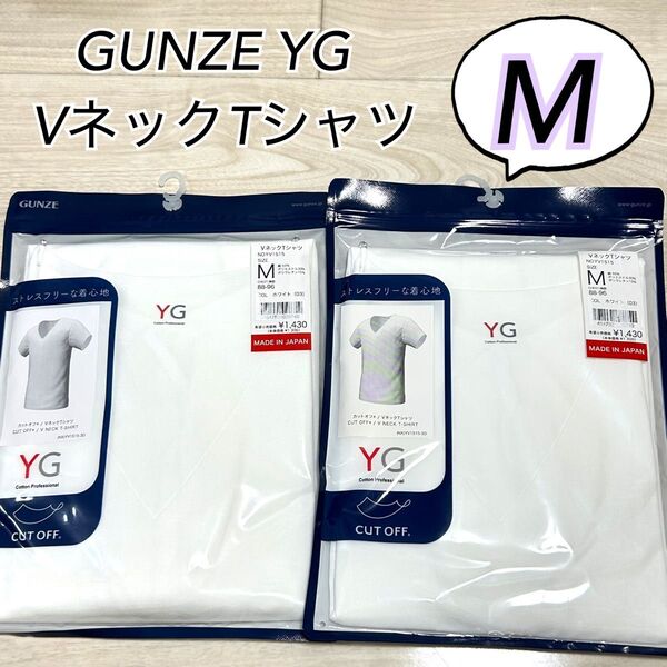 Mサイズ】カットオフ GUNZEグンゼYG VネックTシャツ2枚