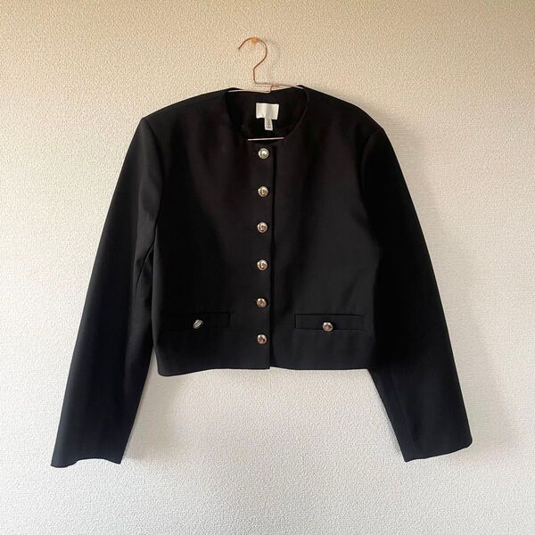 H&M 韓国 キレイ フォーマルノーカラージャケット 黒 ジャケット ジャケット ブラック 春服