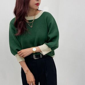 apresjourmignon 配色ニットトップス ZOZOTOWN限定 グリーン 新品未使用