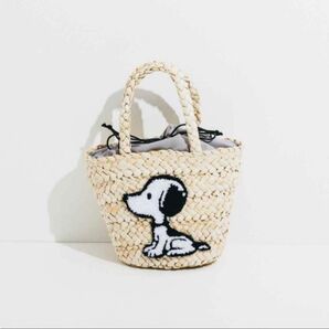 スヌーピーミュージアム限定 さがら刺繍 カゴバッグ 新品