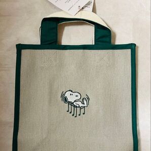 【新品未開封】スヌーピーミュージアム キュービックバッグ GRAY&GREEN