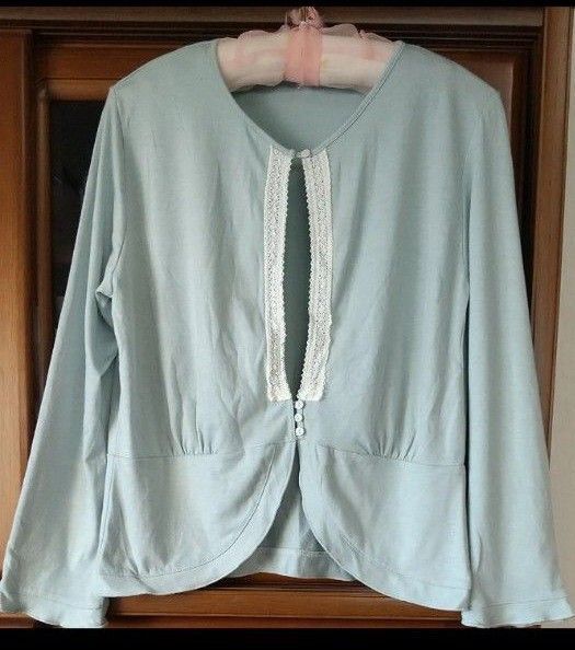 ◆淡い水色のカットソー/長袖トップス◇長袖カーディガン◆LL