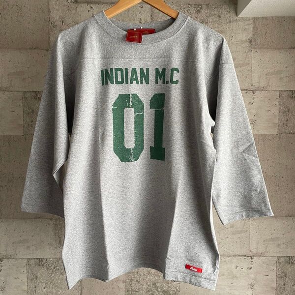 新品 Indian インディアン フットボールT ナンバリング ヘザーグレー L