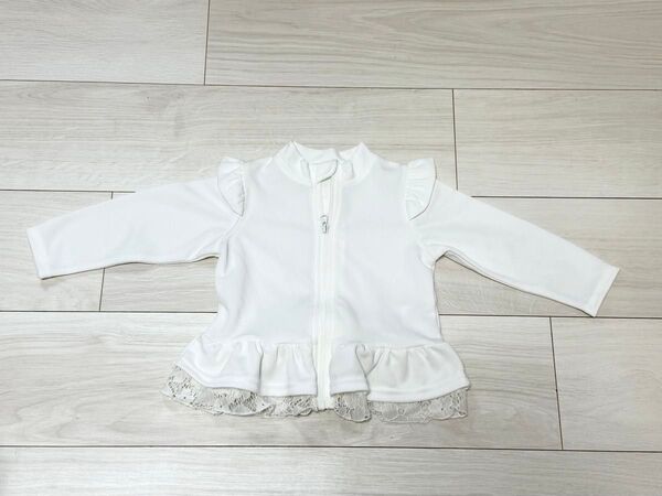 ラッシュガード 水着 女の子 combimini コンビミニ 80cm 白 フリル