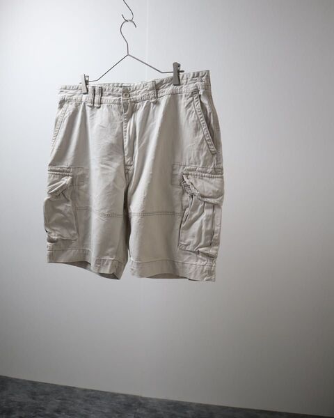 90s Polo by Ralph Lauren ラルフローレン ワイド カーゴ ショーツ ハーフパンツ 白系 W40