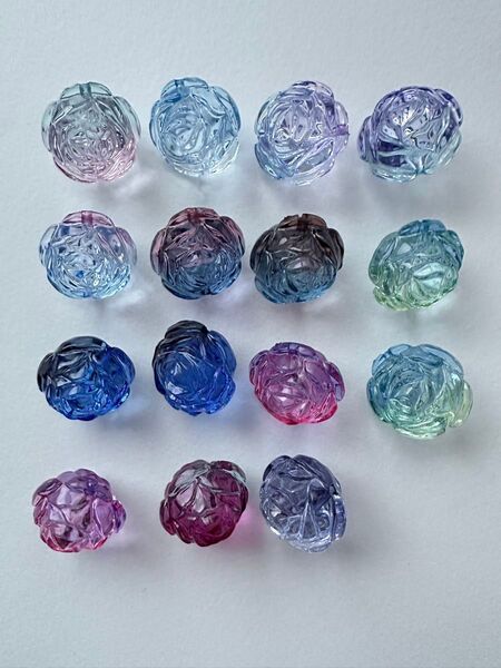 No.4 手染めビーズ/ペイントビーズ アクリル手染めビーズ 薔薇 大振り
