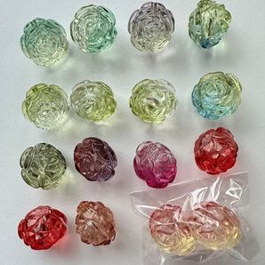 No.6 手染めビーズ/ペイントビーズ アクリル手染めビーズ 薔薇 大振り