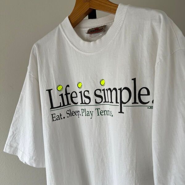 90s カナダ製 Life is simple ビンテージTシャツ メンズ 半袖 ホワイト ヘビーウェイト【シングルステッチ】