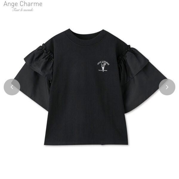 しまむら 辻希美 アンジュシャルム トップス Tシャツ レース ブラック L Tシャツ 半袖