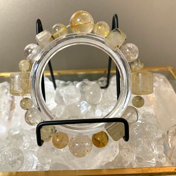 ルチルクオーツ デザインブレスレット 天然石 ブレス パワーストーン