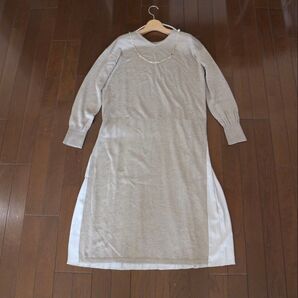 前後2way Audrey and John Wadニットワンピースランドワーズ サンプル品バックプリーツワンピ