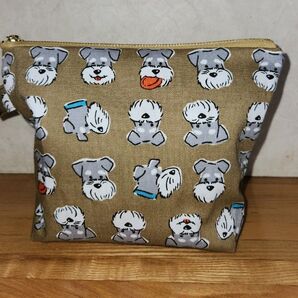 犬柄ポーチ マチ付き 仕切り付き ハンドメイド