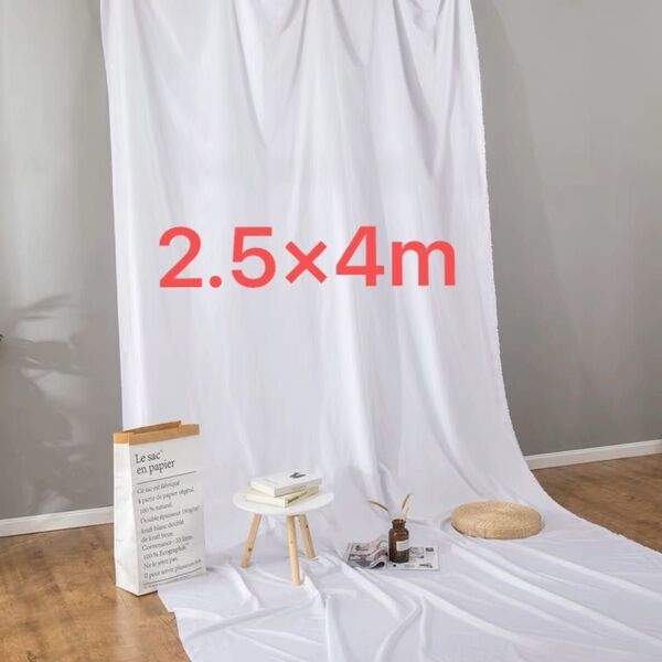 2.5x4m 白背景布撮影用背景シート生地 透けない無反射 撮影用背景布 背景シート バックシート 白布