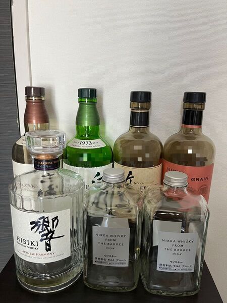 ウイスキー空き瓶(響、山崎、白州、ニッカ フロムザバレル、竹鶴、カフェグレーン)
