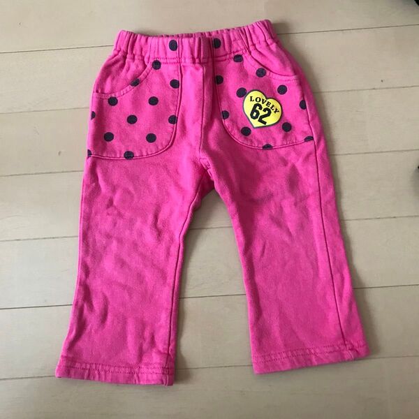 子供服 ズボン ピンク ドット柄 ハートロゴ 80サイズ