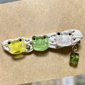 カエルのホイップヘアクリップ 大 ハンドメイド