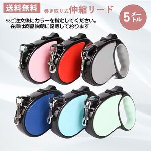 ワンタッチ収納 簡単操作 5M伸縮リード PAA0036 テープ型 ロングリード ドッグリード 犬用リード お散歩犬用品 自動