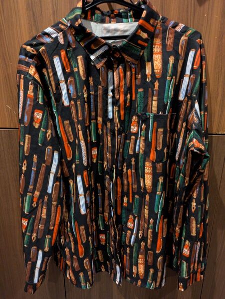 美品 万年筆 総柄 マルチ Tシャツ ポリエステル 長袖