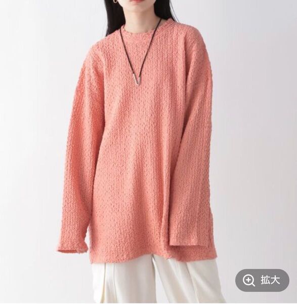 JEANASIS ジーナシス カットジャガードBIGロンTEE ピンク 長袖 トップス プルオーバー ロンT