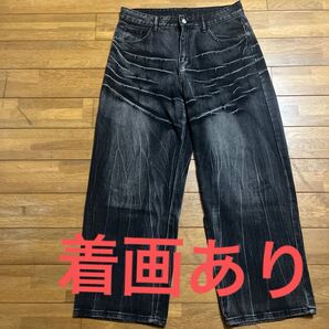 ストリート バギーパンツ デニム パンツ 黒