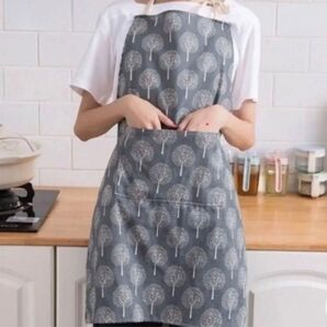 新品 エプロン おしゃれ 濃いグレー 前掛け 可愛い