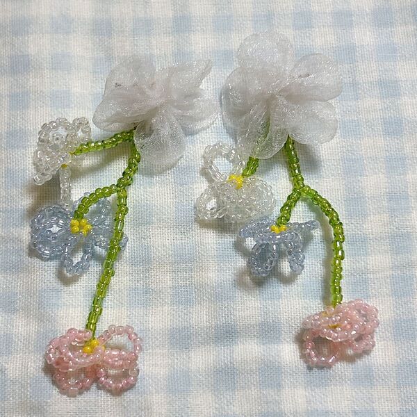 ◎ お花 フラワー ビーズ ピアス