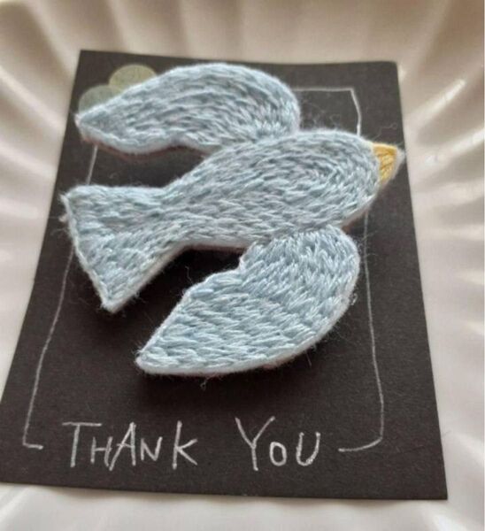 青い鳥 ハンドメイド 刺繍ブローチ アクセサリー ヘアゴム