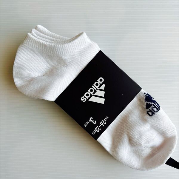 〈26〜28cm 〉 アディダス 靴下 ソックス 3足 スニーカーソックス adidas 白