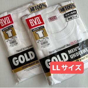 BVD GOLD 半袖 LLサイズ 丸首 Tシャツ 2枚 綿 紳士 ゴールド インナー アンダーウェア 新品