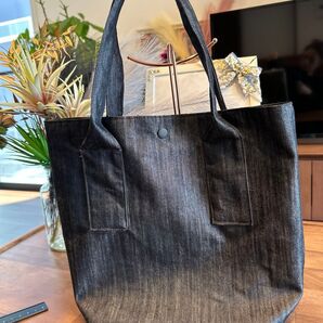 デニム風 生地 トートミニバッグ ハンドメイド