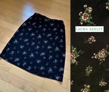 LAURA ASHLEY 【ローラアシュレイ】 黒色小さな花束スカート 11号_画像1