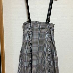 メゾピアノジュニア スカート 肩紐付き チェック柄