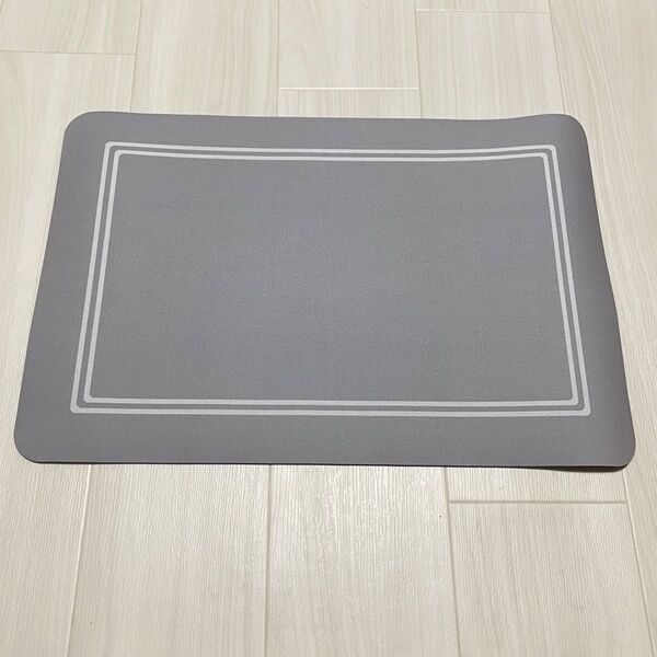 速乾 洗える ソフト バスマット 約40x60cm ライトグレー