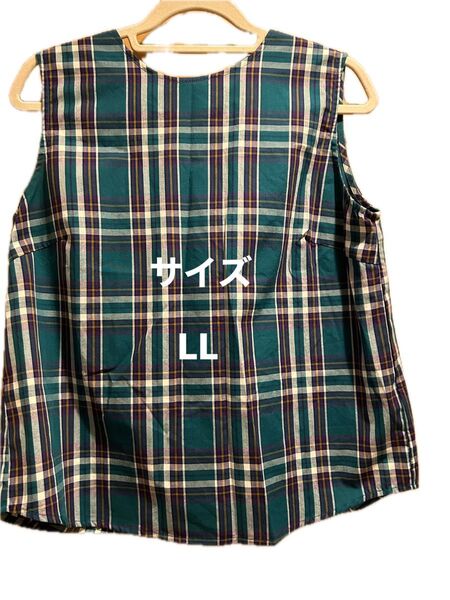 GU.ベスト,ノースリーブトップス グリーン系 チェック柄