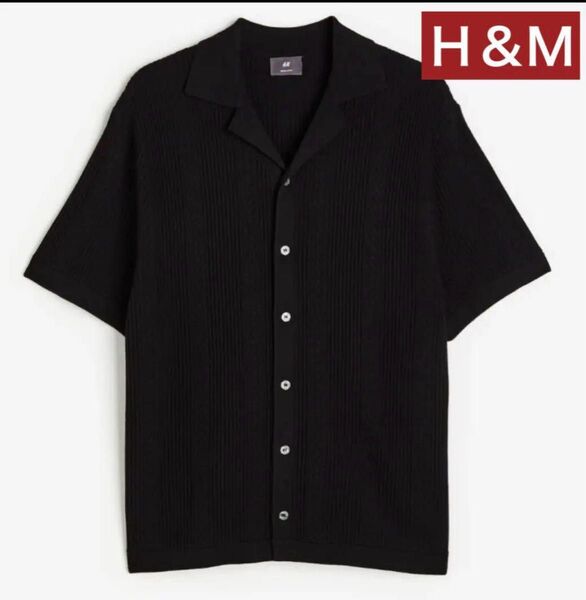 H&M レギュラーフィット テクスチャードニットリゾートシャツ M