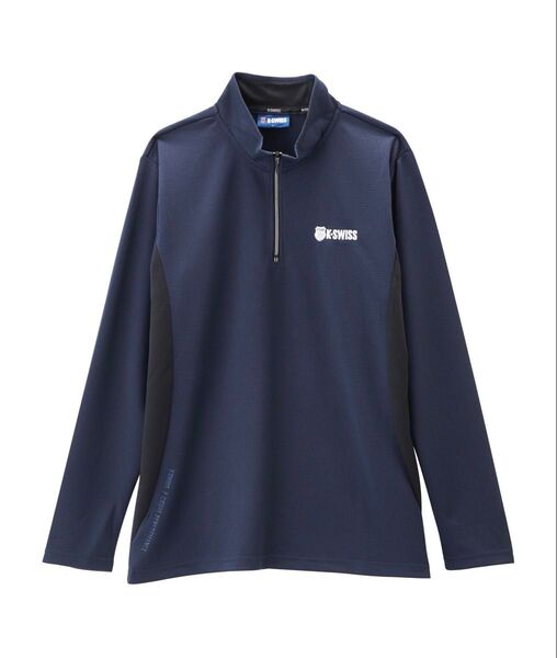 K-SWISS ケースイス 長袖シャツ ハーフジップ Lサイズ メンズ ネイビー 吸汗速乾 消臭 スポーツウェア シンプル 送料込