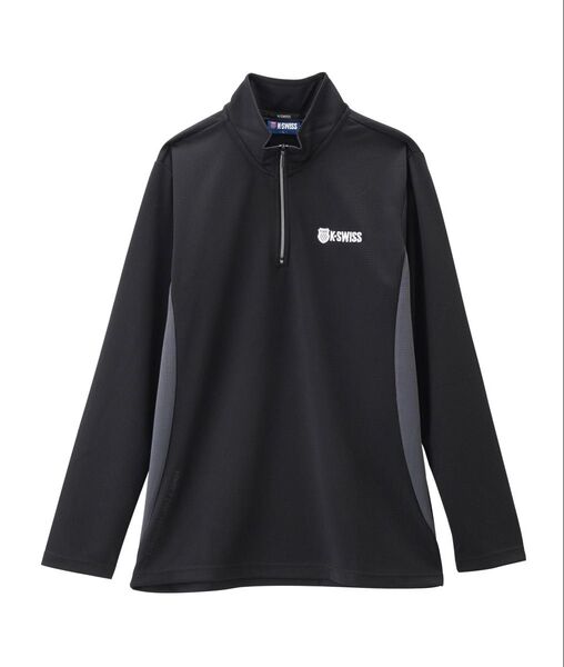 K-SWISS ケースイス 長袖シャツ ハーフジップ Mサイズ メンズ BLACK 吸汗速乾 消臭 スポーツウェア 春夏 送料込