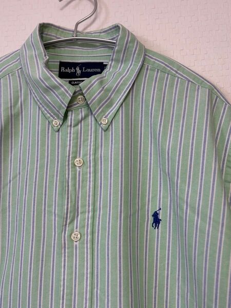 RALPH LAUREN マルチストライプ BDコットンシャツ LL 90年代 ボタンダウン 長袖シャツ